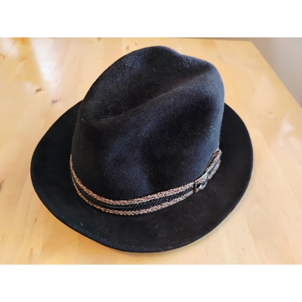 Vintage PORTIS Beaver Blend (Silver Beaver XXX Quality) Black Fedora Size 7